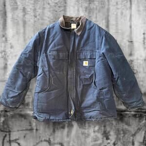 Carhartt C03 Traditional Navy Blanket Lined Work Jacket Sz 52 2XL